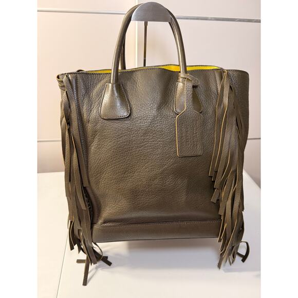 Luxurious Prada Cuir Double Olive-Taupe Leather Tote - Picture 6 of 12